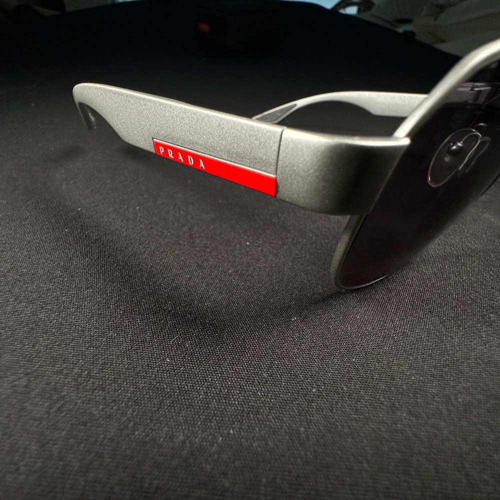 Prada Polarized Sunglasses Frame Men Silver Linnea Rossa SPS 57U 449-5W1 Italy - Picture 8 of 12